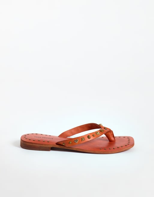 Free People tide thongs in rust, 3 of 4