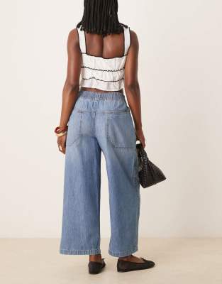Free People Easy Peasy Wide Leg Denim Drawstring Pants