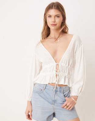 Free People Tie-front Jersey Blouse