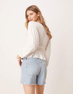Free People Tie-front Jersey Blouse In White