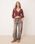 [Free People] Free People tie-front jersey blouse in red bark M RED BARK