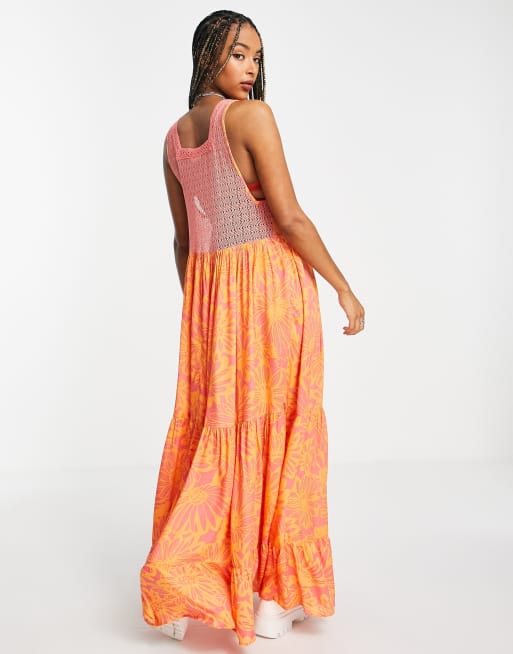 Free people shop orange maxi dress