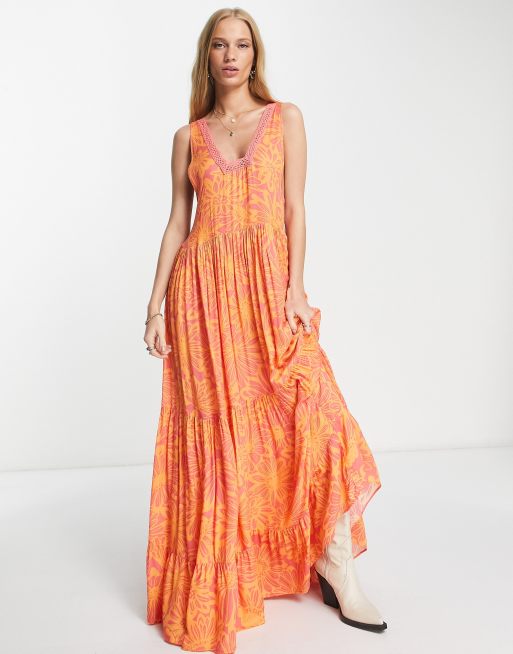 Free people clearance orange lace dress