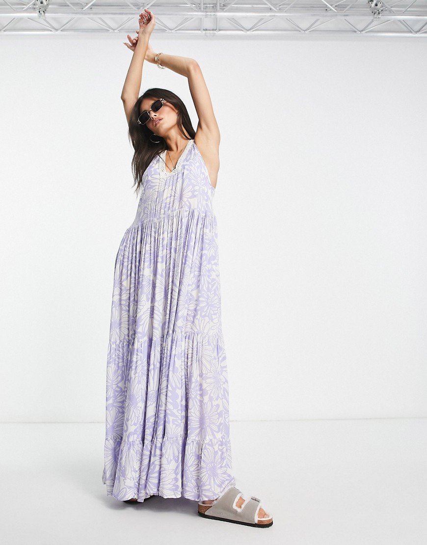 Free People Tiers For You printed maxi dress in sky blue