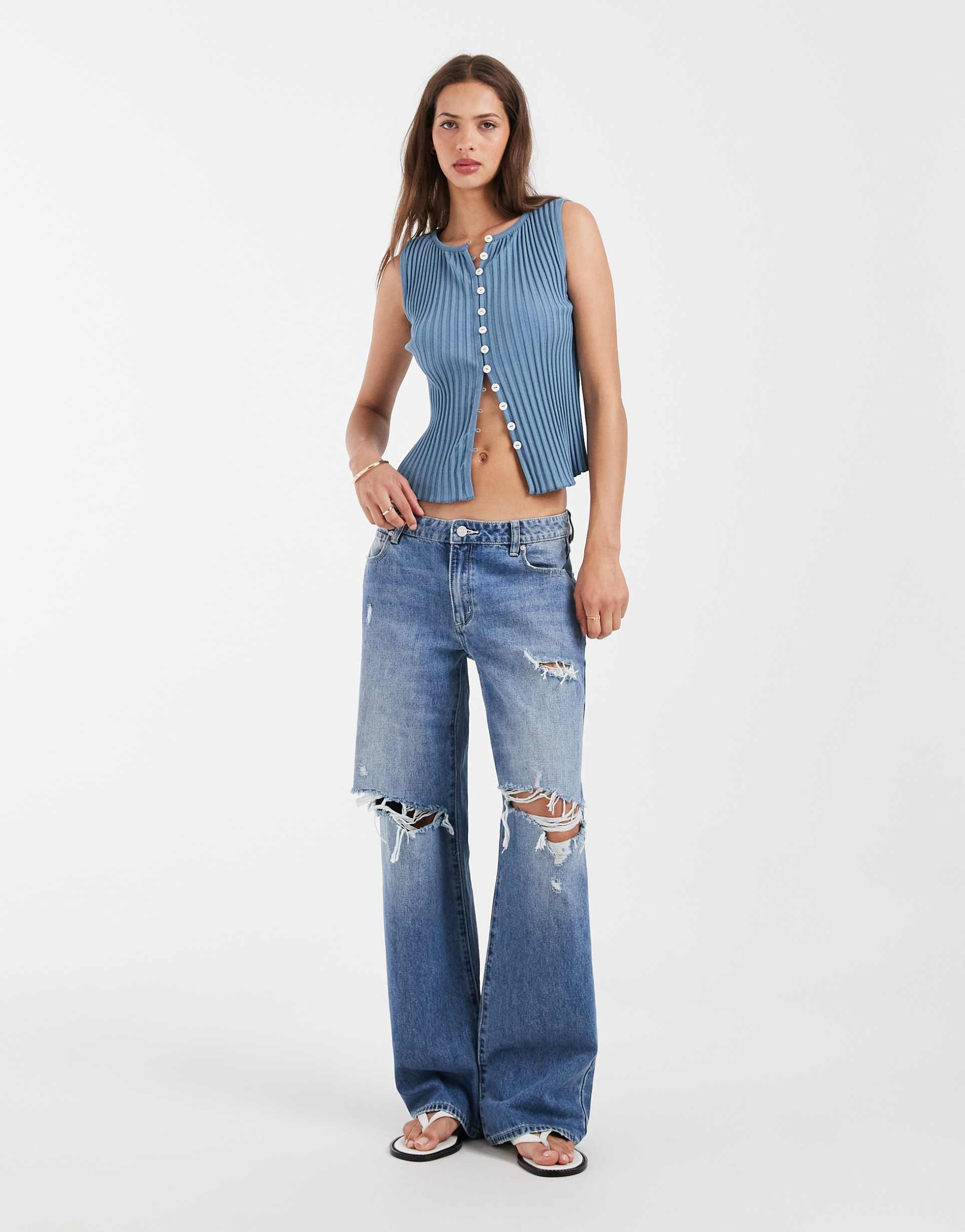 free people tilly button down tank top in ocean view