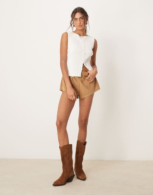 Free People – Tilly – Elfenbensvit, ribbad topp med knäppning, 4 av 4