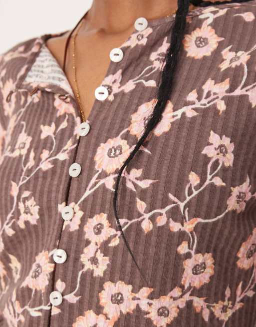 フリーピープル Free People Tilly Long Sleeve - Print レディース シャツ トップス Tea Combo Free People Tilly Long Sleeve – TandyWear