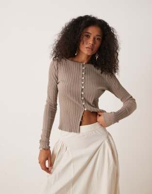 Free People tilly long sleeve top in fallen rock-Gray