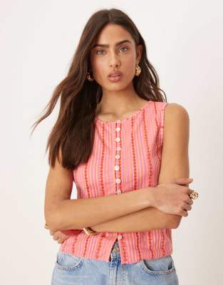 Shop Free People Tilly Printed Button Up Tank Top