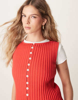 FREE PEOPLE TILLY RIBBED BUTTON UP TANK TOP 