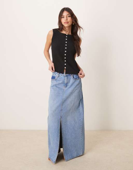 Free People – Tilly – Svart, ribbat linne med knäppning, 4 av 4