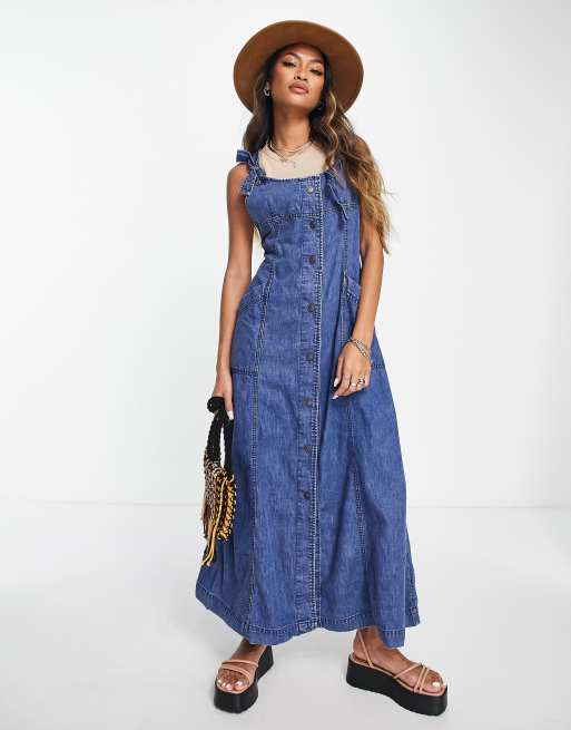 Free People - Time After Time - Robe longue en jean - Indigo