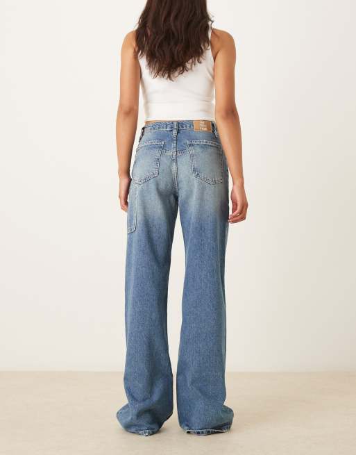 Free People Tinsley baggy high rise straight leg in mid wash blue, 3 of 5