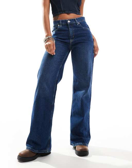 Free People tinsley high-rise baggy straight leg jeans in deep