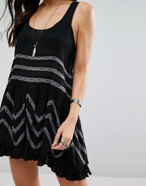 Free People tiny dot printed trapeze slip dress