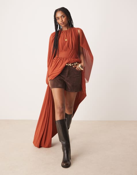 Free People tippi vegan suede short in chicory coffee