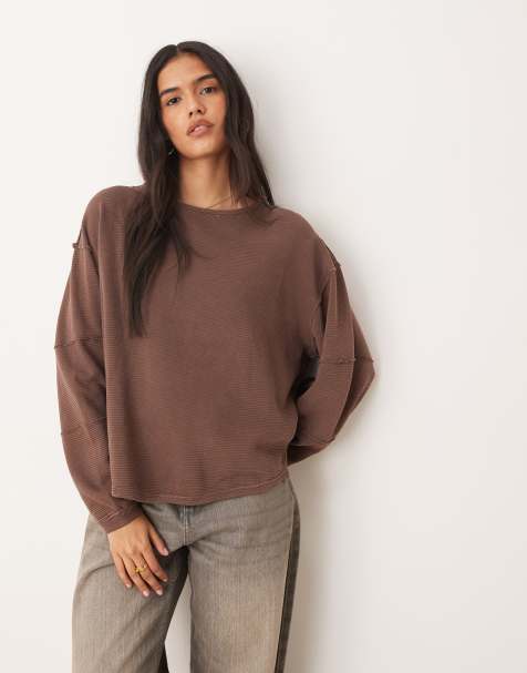 Free People total eclipse long sleeve tee in french chocolate