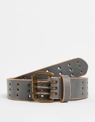 Free People Free People triple threat genuine leather belt in sage green