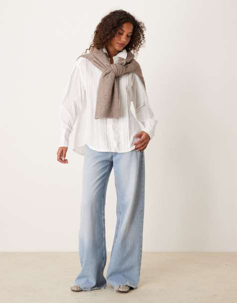 Free People tuxedo oversized shirt in white - view 1