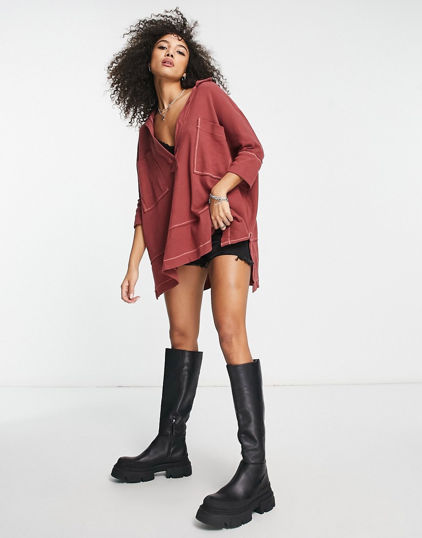 Free People Under The Stars oversized top in rose-Red