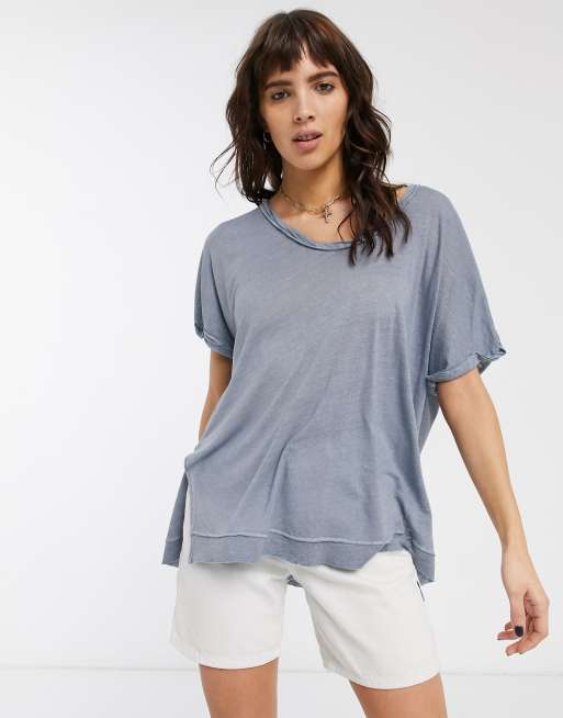 Free People under the sun tee in denim blue