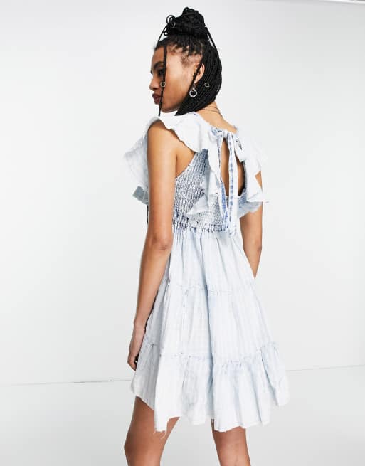 Free People Undone Mini Dress - Sea Spray Wash - Size Xs