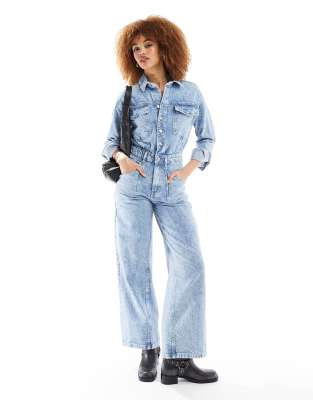 Free People - Utility-Overall aus Denim in hellblauer Waschung