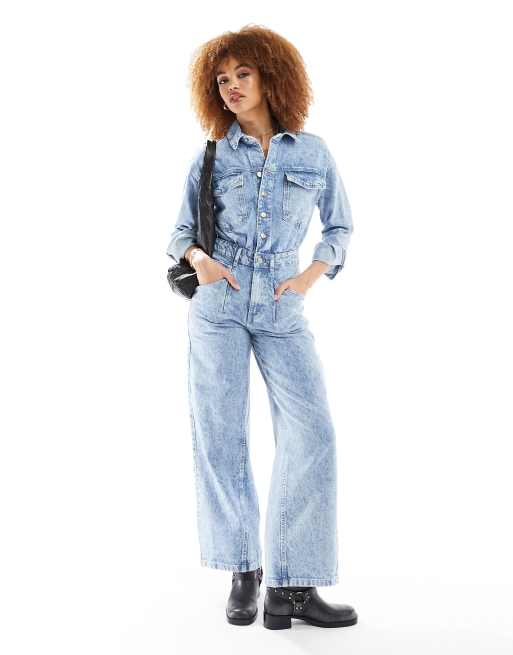 Free People Utility Overall aus Denim in hellblauer Waschung ASOS