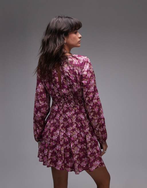 free people purple floral dress Free People floral print satin cami midaxi dress in deep purple
