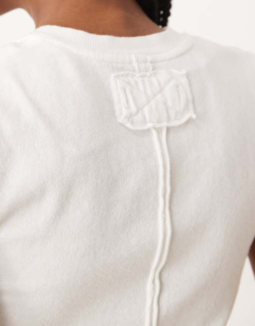 Free People v neck shrunken tee in ivory, 3 of 4