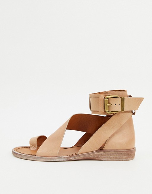 Free People vale asymmetric strap sandals in taupe