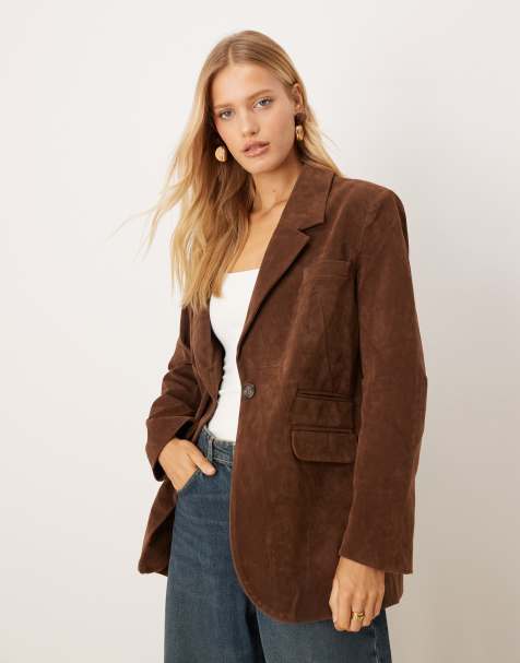 Free People vegan blazer in brown - view 1