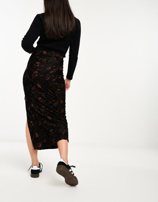 Black velvet 2024 burnout skirt