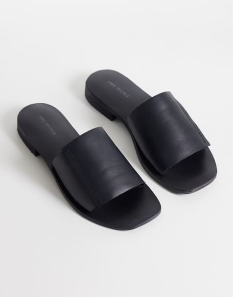 Free People verona slide sandals in black - view 1
