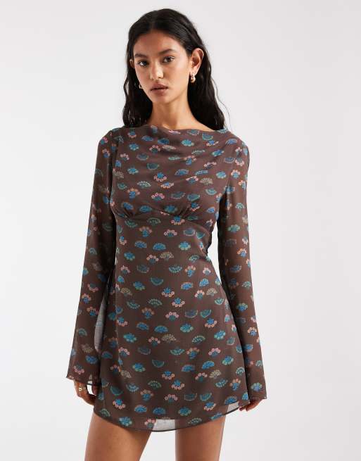 Free People - Vestido corto estampado Jolie en combinación espresso, 2 de 4