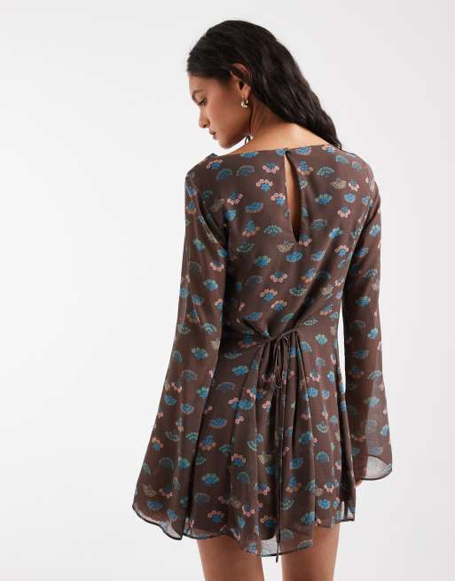 Free People - Vestido corto estampado Jolie en combinación espresso, 4 de 4