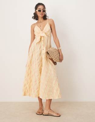 Free People – Via – Camisole-Midikleid in Gelb mit Vichy-Karos - view 1