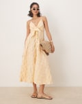 [Free People] Free People Via gingham cami midi dress in yellow XL CREAMSICLE COMBO EVE