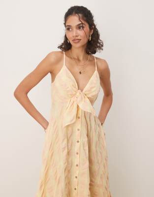 Free People via gingham cami midi dress in yellow