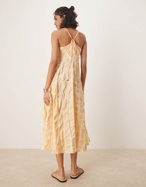 Free People - Via - Midi cami-jurk met gingham ruit in geel, 2 van 4