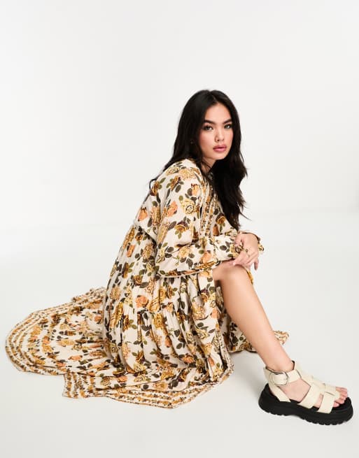 Vintage print maxi dress 2025