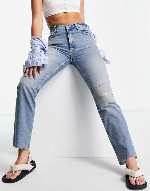 Free People Vixen Jeans met rechte pijpen in vintage blauw ASOS