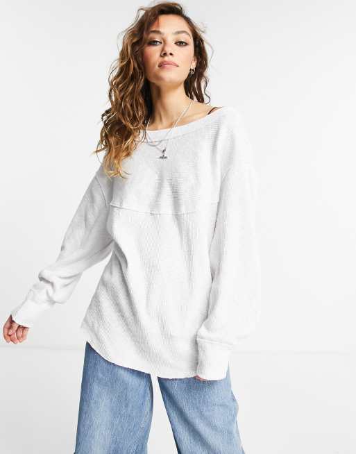 Free People volume sleeve sweatshirt in ivory