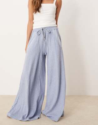 Free People - Wait A Minute - Lounge-Hose in Marine-Heidegrau mit weitem Bein-Marineblau