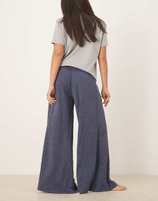 Free People – Wait A Minute – Lounge-Hose in Marine-Heidegrau mit weitem Bein, 3 von 5