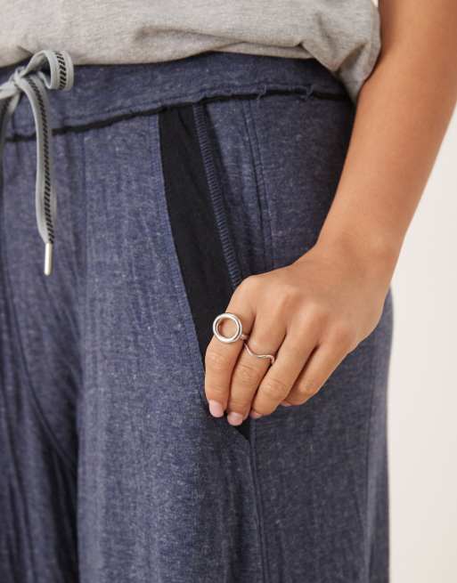Free People – Wait A Minute – Lounge-Hose in Marine-Heidegrau mit weitem Bein, 5 von 5