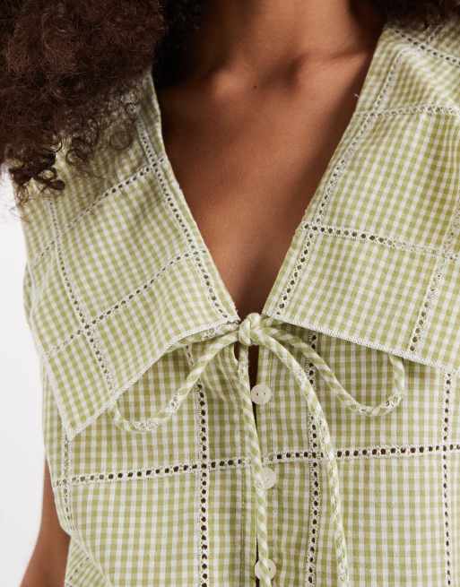 Free People waiting for me crop top in green combo, 3 of 4