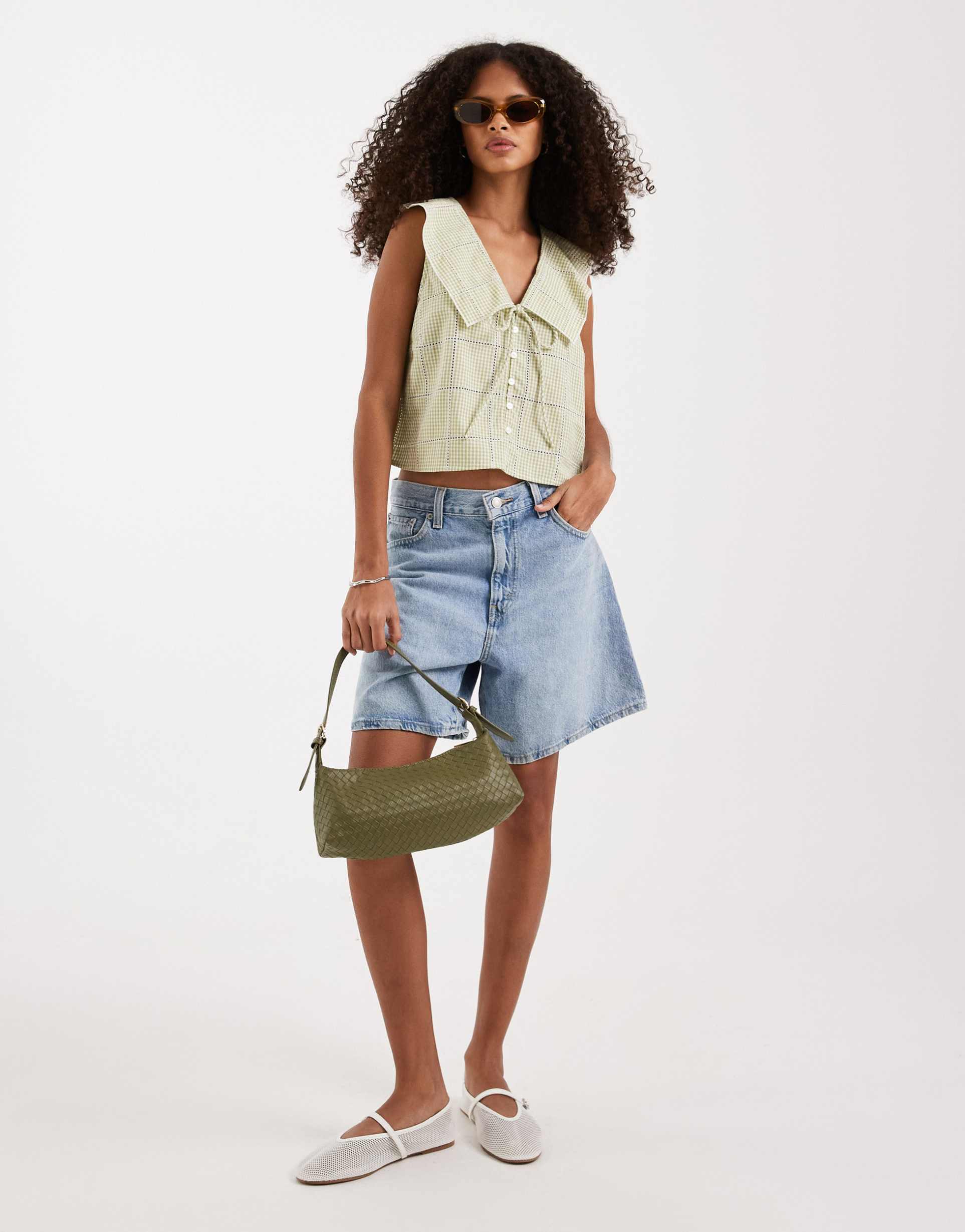 free people waiting for me crop top in pear combo