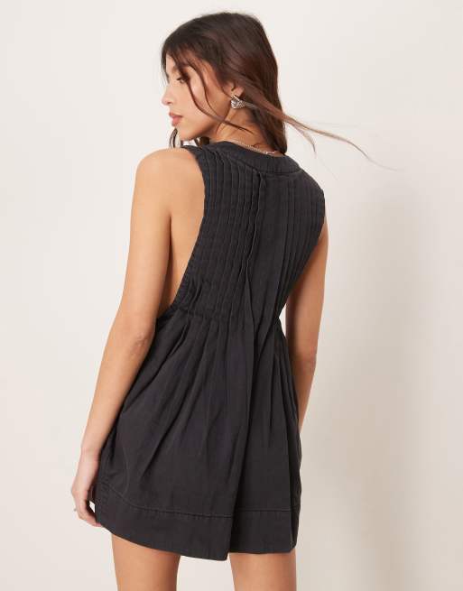 Free People - Webster - Combishort noué sur le devant - Noir délavé, 2 de 4