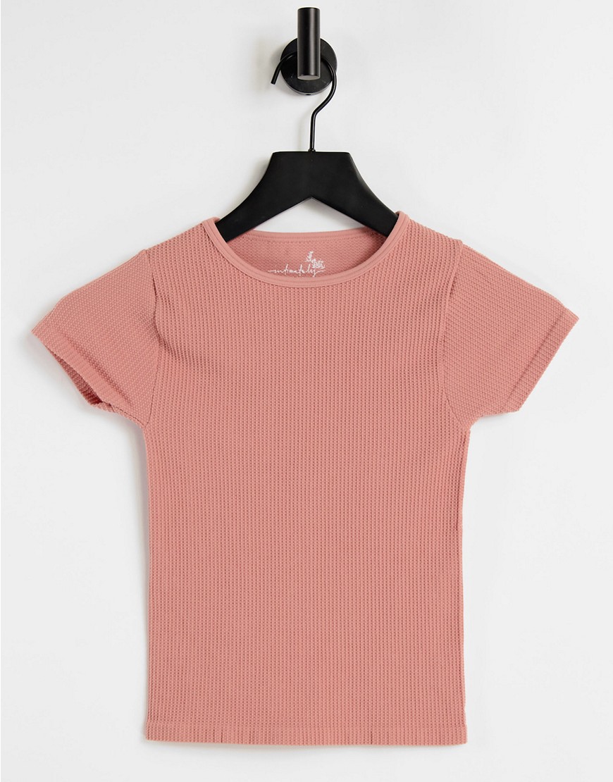 free people weekday cropped jersey t-shirt in pink
